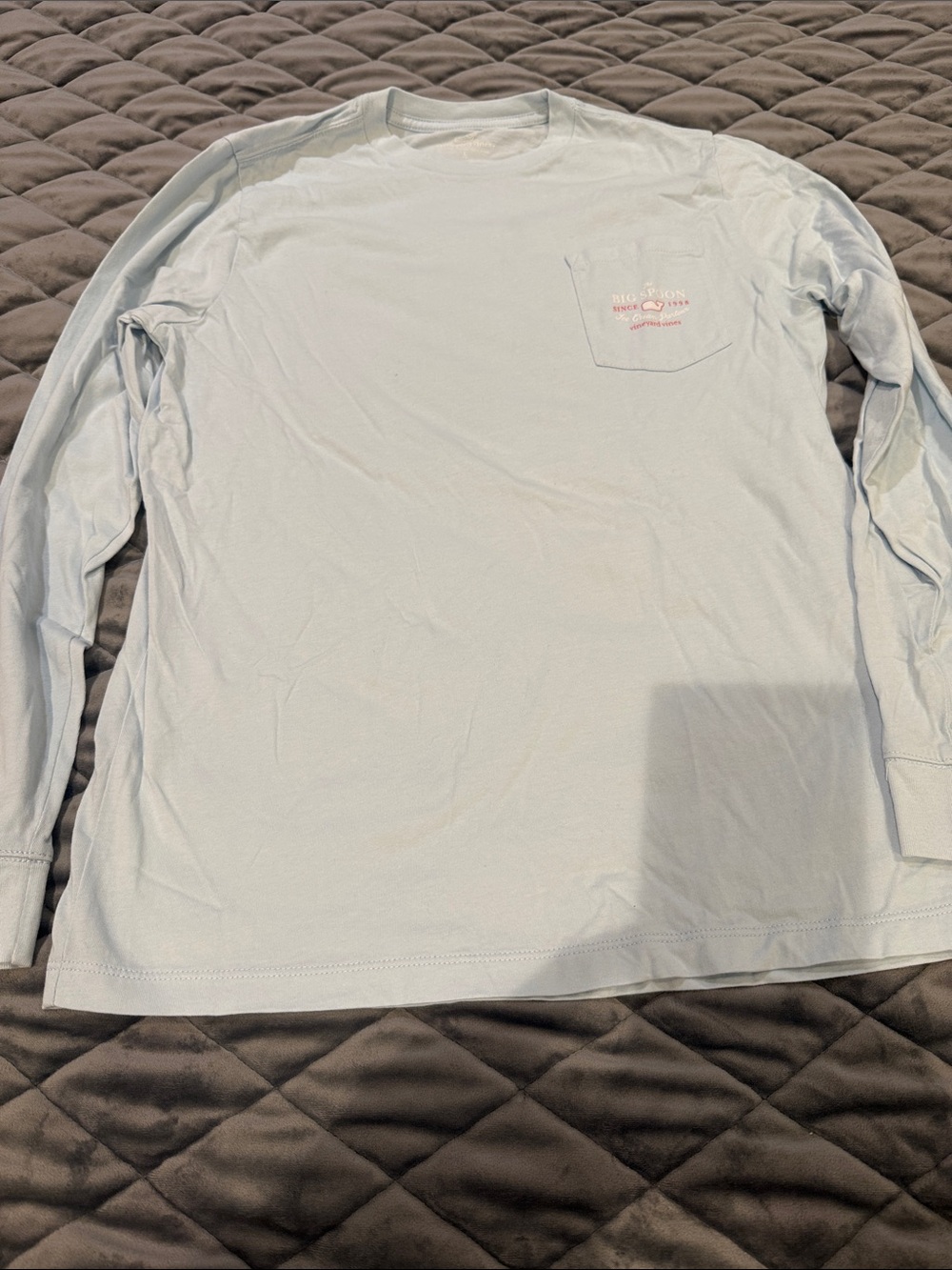 Vineyard Vines BOYS SZ L Light Blue Long-Sleeve SUNDAE FUNDAY Shirt